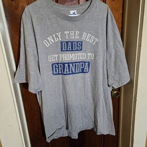 Gray and Blue Short Sleeve Tee with Graphic Design